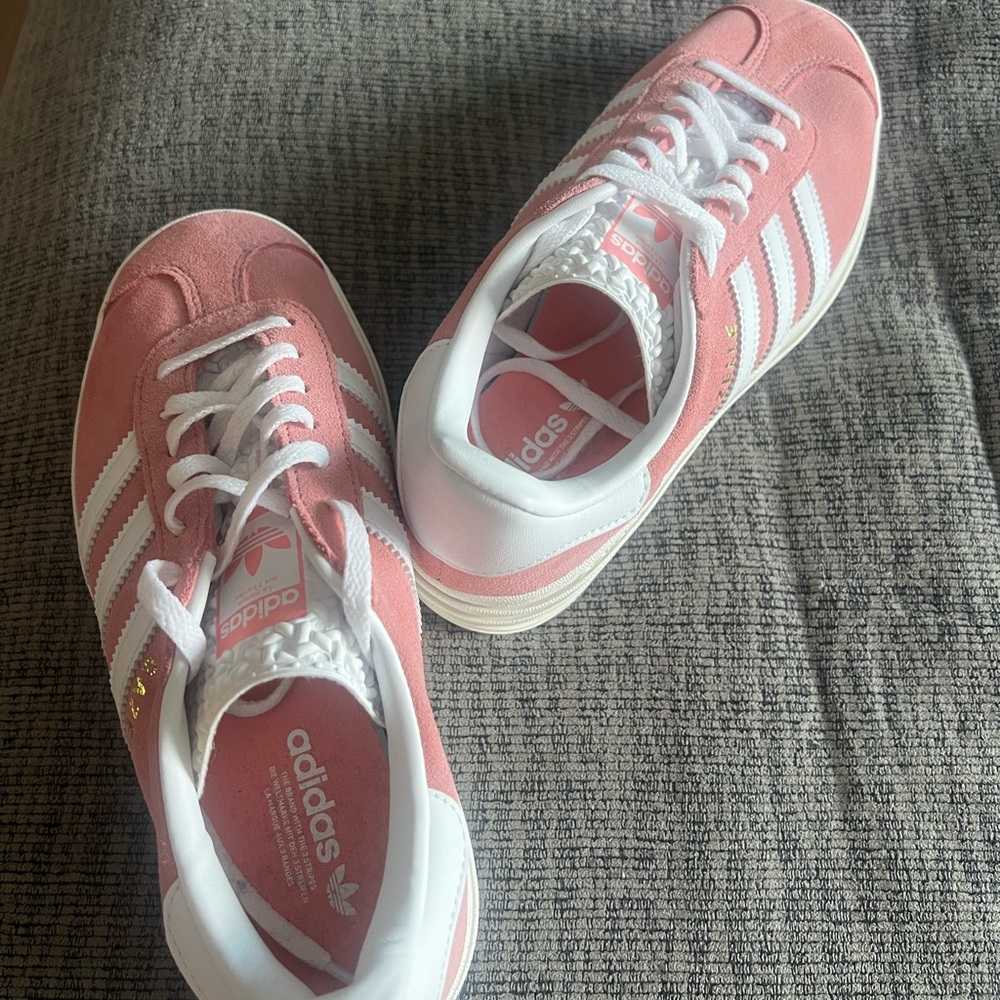 Adidas Women's Pink and White Platform Sneakers